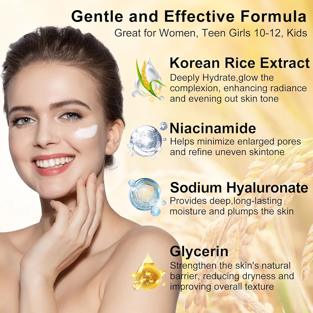 Skin Care Set,Women Teen Glass Skincare w/Korean Rice Extract,Hydrate Glow Repai - $32.00