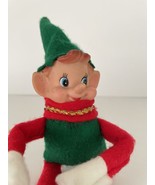 Vintage Knee Hugger Elf Pixie Red Green Sitter Christmas 7” Bell Stockin... - €30,27 EUR