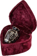 Black and Gold Color, Brass Funeral Cremation Urn Keepsake w. Velvet Heart Box - £55.12 GBP