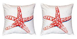 Pair of Betsy Drake Coral Starfish No Cord Pillows - £62.29 GBP
