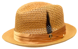 Men's BRUNO CAPELO Stingy Brim Fedora Braid Straw Hat Santa Cruz SC618 Cognac image 2