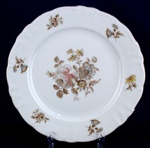 Winterling Brown Bouquet 10&quot; Dinner Plate Platinum Trim Bavaria Germany - £5.96 GBP