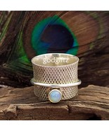 Round Ethiopian Opal Ring | Opal Spinner Ring | 925 Sterling Silver Text... - $53.99