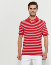 Nwt Levi&#39;s Striped Msrp $54.99 Men&#39;s Red Short Sleeve Polo Rugby Shirt Size M - £17.68 GBP