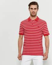 Nwt Levi&#39;s Striped Msrp $54.99 Men&#39;s Red Short Sleeve Polo Rugby Shirt Size M - £18.66 GBP