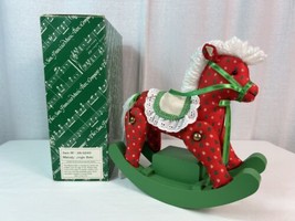 VTG Stuffed Christmas Rocking Horse Music Box Fabric Wood San Francisco w/ Box - £31.54 GBP