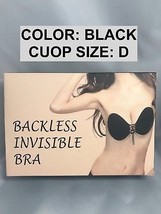 Silicone Sticky Gel Invisible Backless Wire Free Bra &#39;d&#39; Cup Color: Black - £3.13 GBP
