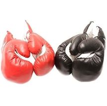 2 Pairs Kids 6 Oz Boxing Gloves Youth Practice Training Faux Leather Red Black - £22.67 GBP