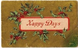 Christmas Postcard Happy Days Holly Mistletoe 4206 - £1.71 GBP