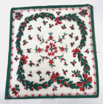 Vintage Cotton Hankie Holly Berry Garlands w Bows Stars &amp; Tiny Colorful ... - $12.38