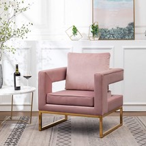 Roundhill Furniture Lenola Upholstered Accent Arm Chair, Pink - £174.79 GBP