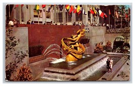 Prometheus Statue Rockefeller Plaza New York City NY NYC Chrome Postcard R27 - £1.54 GBP