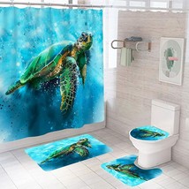 16 Piece Oceanic Sea Turtle Shower Curtain &amp; Accessories Bath Set, Modern - NEW - £34.73 GBP