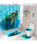 16 Piece Oceanic Sea Turtle Shower Curtain &amp; Accessories Bath Set, Moder... - £34.16 GBP