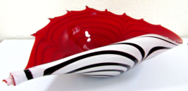 Murano Glass Red and Zebra Striped Conch Shell Bowl  - £133.34 GBP