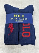 Polo Ralph Lauren 6-Pair Crew Navy Blue Socks Red Pony Logo Men’s Size 1... - £19.64 GBP