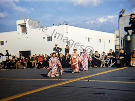 1955 Girls Dancing on US Aircraft Carrier Sailors Nagasaki Kodachrome 35mm Slide - £7.77 GBP