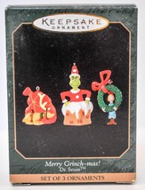 Hallmark - Merry Grinch-mas! - Dr Seuss Set of Three - 1999 Miniature Ornament - $19.15