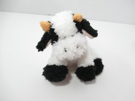 Target store Plush small cow black white beanbag sitting seated shaggy fur - £11.62 GBP