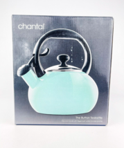 Chantal Button Tea Kettle 1.8 Qt Capacity Single Tone Whistle Easy Clean Aqua - £23.19 GBP