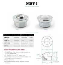Lot Of 10 MBT-1CS Hudson Bearings 1" Carbon Steel Ball Transfer Unit 200... - $149.95