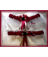 University of Alabama Tide Silver Organza Flower Wedding Garter Set MB - £19.98 GBP