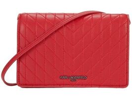 Karl Lagerfeld Paris Nicolette Crossbody Handbag Crimson Red Quilted Lea... - $76.99