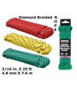 Red, Yellow, Green &amp; Multicolor Hardware Diamond Braided Rope 25 ft Ea B... - $17.71 CAD