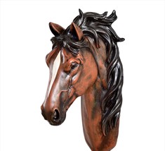 Horse Head Wall Mount 10" High Brown & White Poly Resin Western Christmas Gift