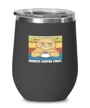 Wine Tumbler Stainless Steel Insulated  Funny Shhh Coffee First Espresso Cat  - £19.94 GBP