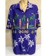 Pacific &amp; Co Purple Large Hawaiian Woody Surfboard Poly Mens Button Beac... - £13.15 GBP