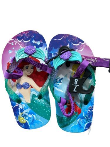 LITTLE MERMAID Ariel Flip Flops Toddler Beach Sandals NWT Size 7/8 - $9.00