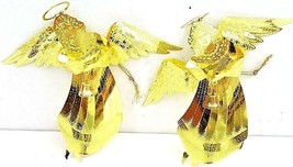 Gold Metal Christmas Angel Ornaments Set Of 2 4 1/4&quot; x 5&quot; Wing Span NWOT - £8.88 GBP