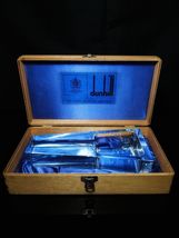 Dunhill Crystal Ashtray in original wood case. Has chip on bottom edge image 11