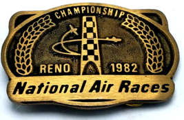 Vintage 1982 National AIr Races Championship Brass Belt Buckle RARE Dyna... - $55.19