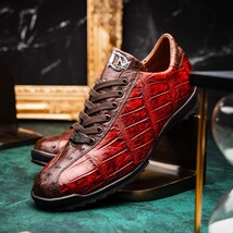 Hand painted big block alligator scales Sneaker Shoes Saulo Cognac image 9