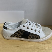 MarleyLilly Women&#39;s Monogrammed ACE Leopard Sueded Sneakers Size 9 EUC - $17.52