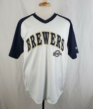 Milwaukee Brewers Jersey Shirt XL Pullover Sewn Embroidered Blue White Polyester - £17.30 GBP