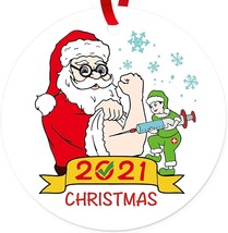 2021 Christmas Santa Claus Ornaments Ceramics Xmas Tree Hanging Decor Round -San - £4.75 GBP