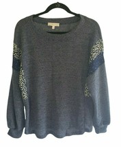 Hailey &amp; CO Sweater Small Womens Blue Floral 3/4 Sleeve Knit Casual Top - £15.45 GBP