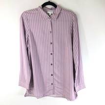 J Jill Top Button Down Shirt Collar Oversized Long Sleeve Striped Purple XS - £18.93 GBP