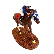Race Horse Figurine Statue Decor Thoroughbred with Jockey Horse Racing - £37.32 GBP