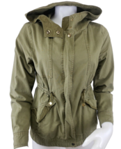 Anthropologie Anorak Jacket Womens S Olive Drab Love Tree Hooded 100% Co... - $28.75 CAD