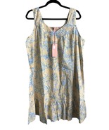 La Cera Cotton Gown Nightgown Blue Yellow XL NWT - $721.74 MXN