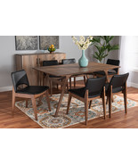 Orella Black Faux Leather Upholstered and Walnut Brown 7-Piece Dining Set - €1.010,14 EUR