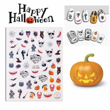 Nail art 3D stickers decal skull spider bat cat pumpkin owl Halloween CA341 - £2.54 GBP