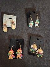 New 4 Prs of Christmas Long Dangle Pierced Earrings:  Santa, Bears, Snow... - $23.18 CAD