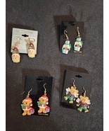 New 4 Prs of Christmas Long Dangle Pierced Earrings:  Santa, Bears, Snow... - $23.23 CAD