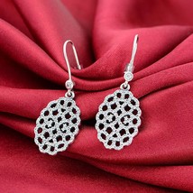 925 Sterling Silver Shimmering Lace Earring with Clear CZ Drop Earrings - $24.66