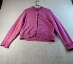 J. Jill Cardigan Sweater Womens Medium Pink Long Sleeve Crew Neck Button Front - £10.26 GBP